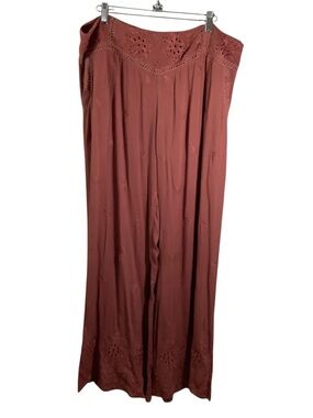 Sundance Wide Leg Eyelet Detail Pants - Rust Size L